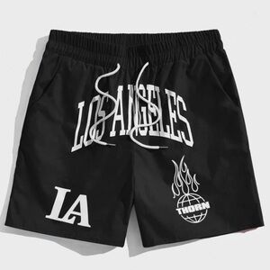 ROMWE MEN Prep Men Letter Graphic Drawstring Waist Basketball Shorts EXTRA SMALL